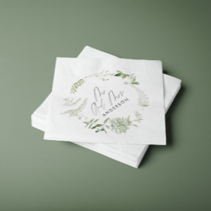 Guardanapo De Papel Casamento de guião botânica moderna, elegante e ve