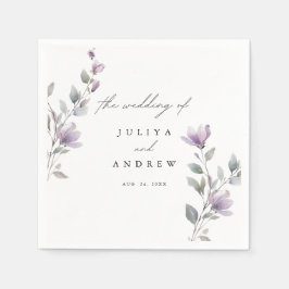 Guardanapo De Papel Casamento de guião floral com aquarela elegante