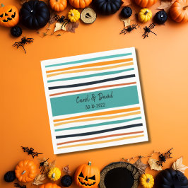 Guardanapo De Papel Casamento de Halloween com Listras Laranja Moderna