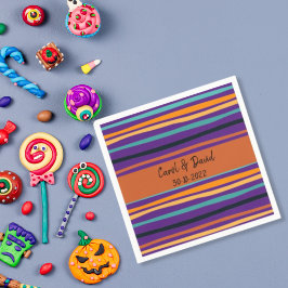 Guardanapo De Papel Casamento de Halloween com Listras Laranja Roxo Mo