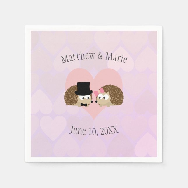 Guardanapo De Papel Casamento de Hedgehogs no Amor (Frente)