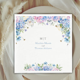Guardanapo De Papel Casamento de Hortênsia Azul Elegante Monograma