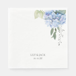 Guardanapo De Papel Casamento de Hydrangea Azul Floral e Branco