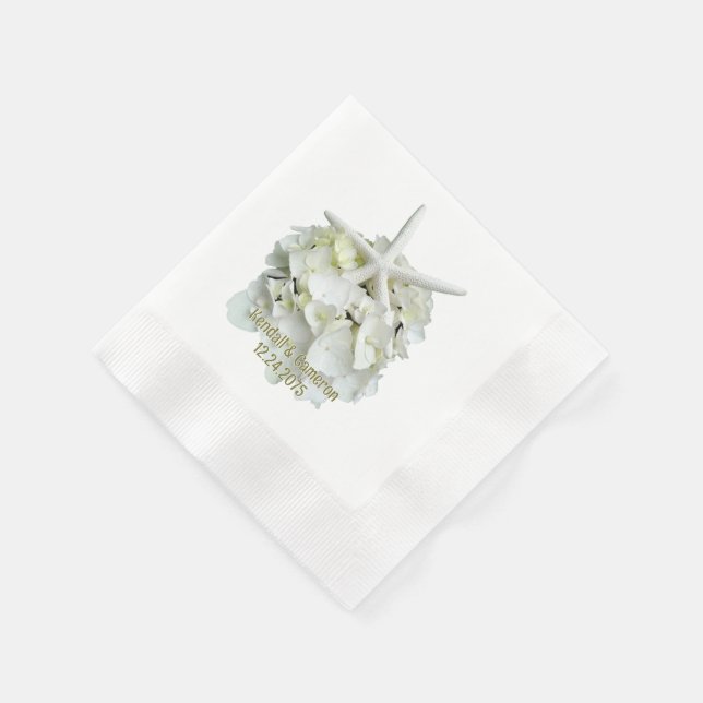 Guardanapo De Papel Casamento de Hydrangea Starfish Branco (Canto)