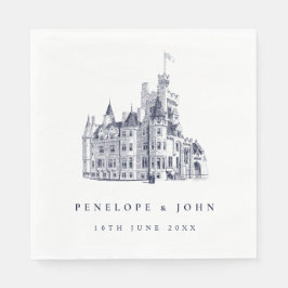 Guardanapo De Papel Casamento de Ilustração do Castelo de Vintage Eleg