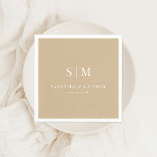 Guardanapo De Papel Casamento de Iniciais de Casais Elegantes Neutrais