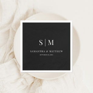 Guardanapo De Papel Casamento de Iniciais de Casal Elegante Simples Pr