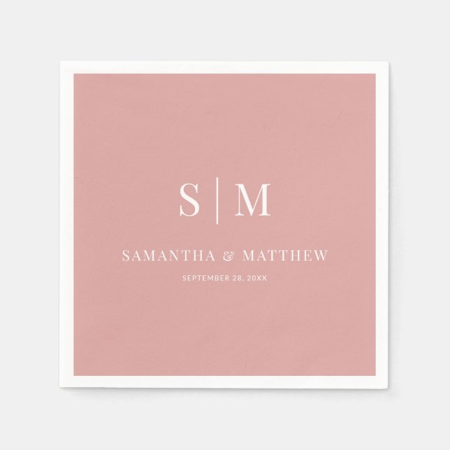 Guardanapo De Papel Casamento de Iniciais de Casal Elegante Simples Ro (Frente)