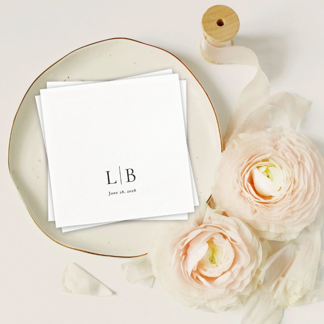 Guardanapo De Papel Casamento de Iniciais de Monograma Mínimo Simples (Criador carregado)