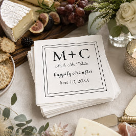 Guardanapo De Papel Casamento de Iniciais Minimalista Moderna 