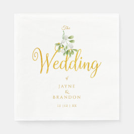 Guardanapo De Papel Casamento de Inverno Elegante Escrito em Dourado M