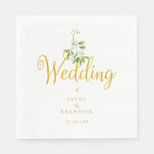 Guardanapo De Papel Casamento de Inverno Elegante Escrito em Dourado M