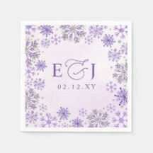 Casamento de Inverno Flocos de Neve Roxo Prata Mon