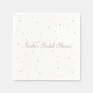 Guardanapo De Papel Casamento de Inverno Glam Prata & Pontos Brancos F