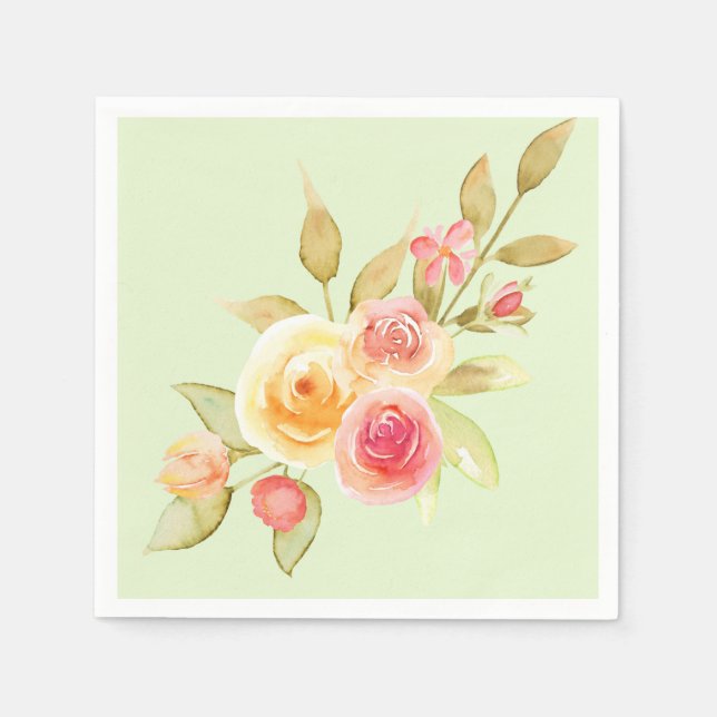 Guardanapo De Papel Casamento de Jardim de Aquarela (Frente)