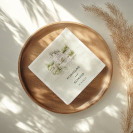 Guardanapo De Papel Casamento de Jardim de Manor de Aquarela Elegante