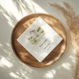 Guardanapo De Papel Casamento de Jardim de Manor de Aquarela Elegante