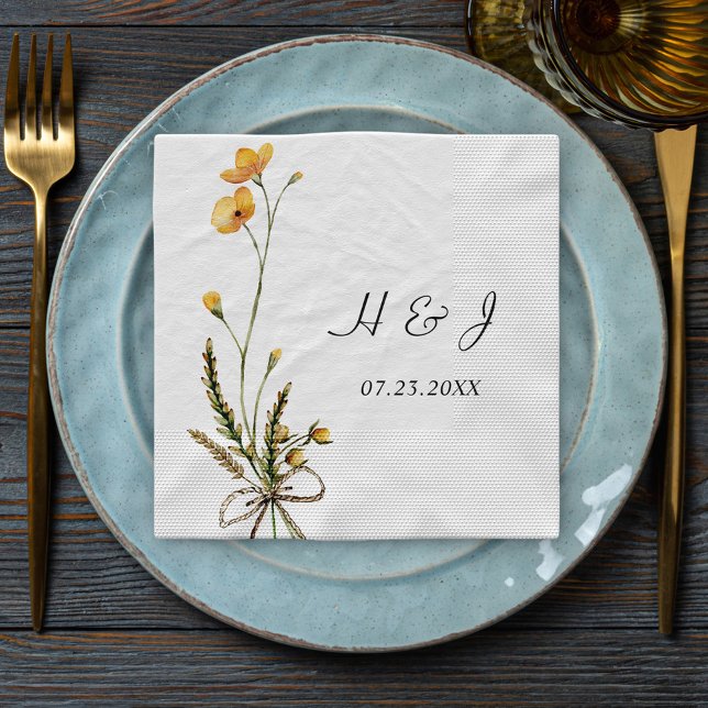 Guardanapo De Papel Casamento de Jardim Russo Moderno de Flor Selvagem (Wildflower Elegant Modern Rustic Garden Wedding Napkins)