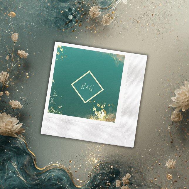 Guardanapo De Papel Casamento de joias de ouro verde-esmeralda (Criador carregado)