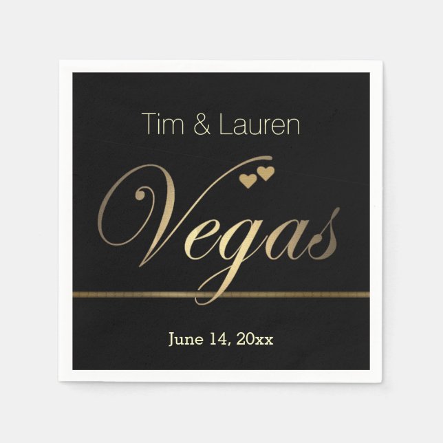 Guardanapo De Papel Casamento de Las Vegas com corações! (Frente)