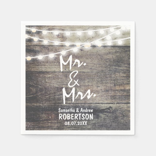 Guardanapo De Papel Casamento de lenha e lanternas (Frente)