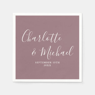 Guardanapo De Papel Casamento de Letra de Cursiva Elegante Roxa