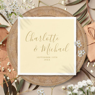 Guardanapo De Papel Casamento de letra dourada e amarelo Buttercup