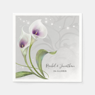 Guardanapo De Papel Casamento de Lily, Calla Púrpura e Branco Floral E