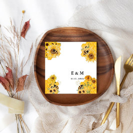 Guardanapo De Papel Casamento de limão-de-açude-girassol-amarelo