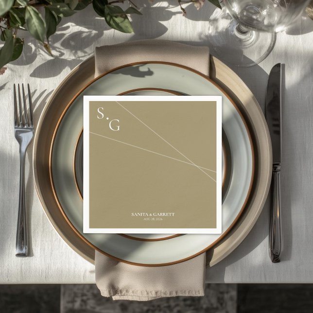 Guardanapo De Papel Casamento de Linhas Modernas que se Intersectam  (Criador carregado)