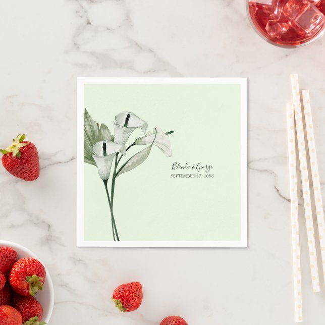 Guardanapo De Papel Casamento de Lírios de Cala Brancos Elegantes Mode (Insitu)