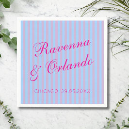 Guardanapo De Papel Casamento de Listra Azul Rosa Vibrante Rosa Retro