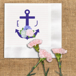 Guardanapo De Papel Casamento de Listras Florais Náuticas