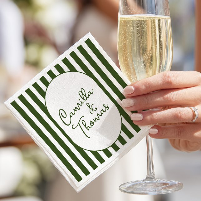 Guardanapo De Papel Casamento de Listras Verdes (Criador carregado)