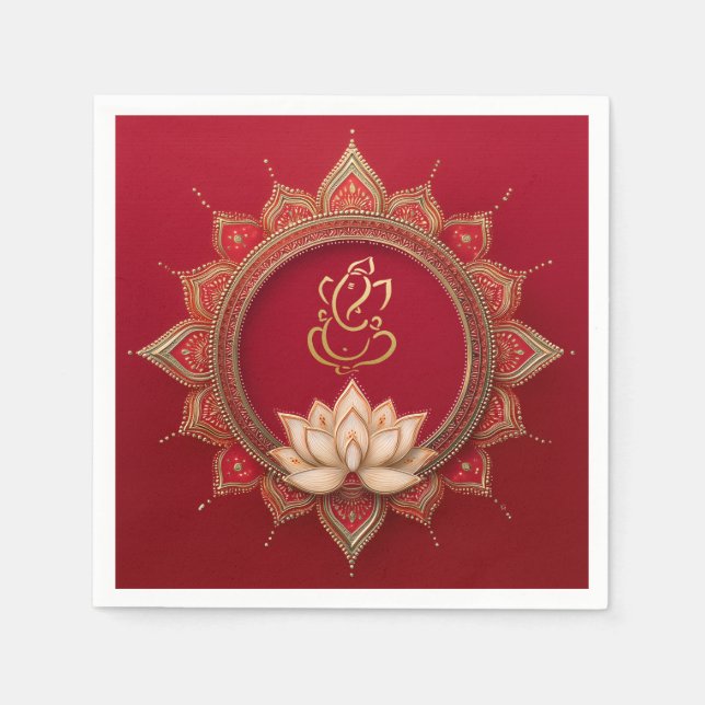 Guardanapo De Papel Casamento de Lotus Tradicional do Ganesh (Frente)