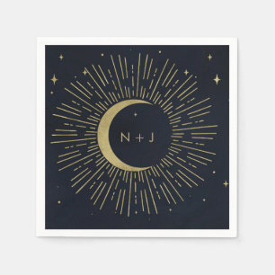 Guardanapo De Papel Casamento de Lua Solar Célestial das Estrelas Dour