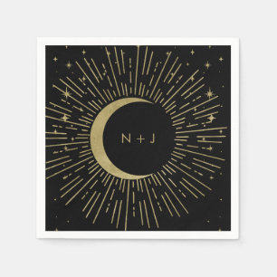 Guardanapo De Papel Casamento de Lua Solar Celestial de Estrelas Doura