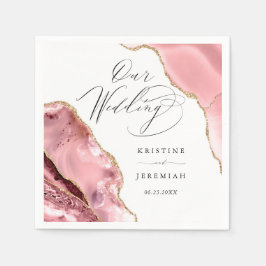 Guardanapo De Papel Casamento de Luxo com Script Negro Glitter Dourado