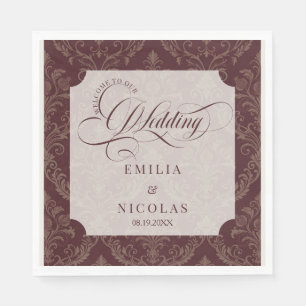 Guardanapo De Papel Casamento de Luxo Vitoriano Burgundy