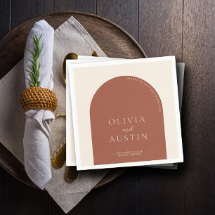 Guardanapo De Papel Casamento de Manuscrito de Terracotta Minimalista