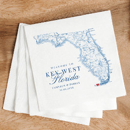 Guardanapo De Papel Casamento de Mapa do Oeste da Flórida Chave Elegan