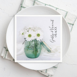 Guardanapo De Papel Casamento de margaridas brancas em jar azul