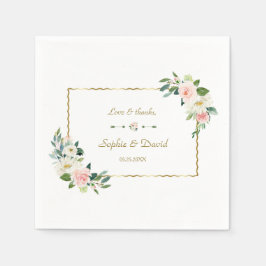 Guardanapo De Papel Casamento de Marinhos Dourados com Flores de Água