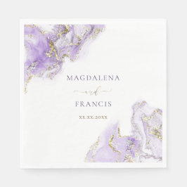 Guardanapo De Papel Casamento de mármore de tinta roxa lavanda