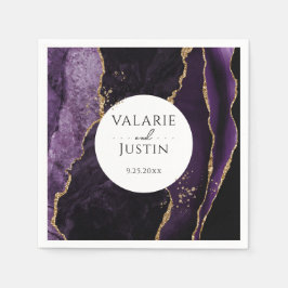 Guardanapo De Papel Casamento de mármore Dourado com roxo Napkins