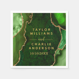 Guardanapo De Papel Casamento de mármore verde e Dourado