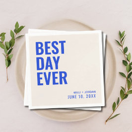 Guardanapo De Papel Casamento de Melhor Dia Moderno Azul Personalizado