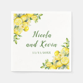 Guardanapo De Papel Casamento de Moldura de Lemon Greenery