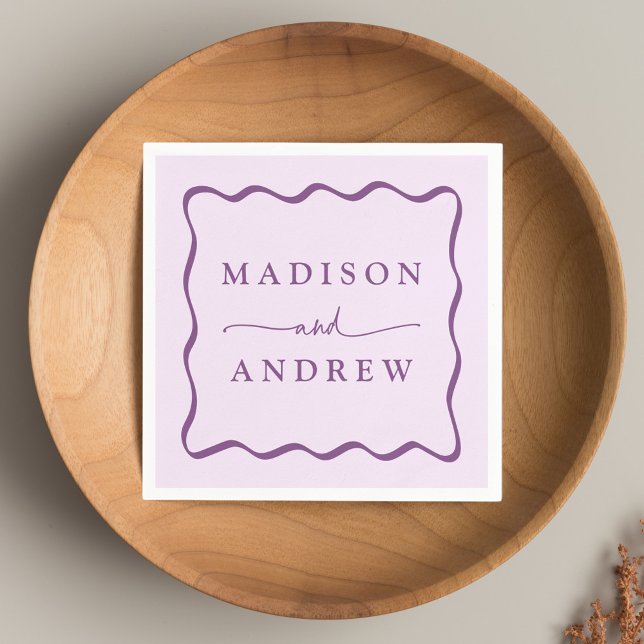 Guardanapo De Papel Casamento de Moldura Roxo Moderno (Criador carregado)