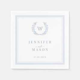 Guardanapo De Papel Casamento de Monograma Azul-Boho-Azul Elegante